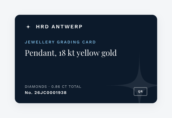HRD jewellery grading card